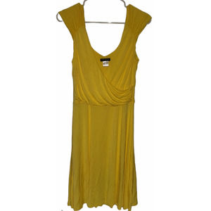 VENUS WOMEN'S DRAPED FRONT YELLOW SPRING/SUMMER DRESS SLEEVELESS SIZE MEDIUM